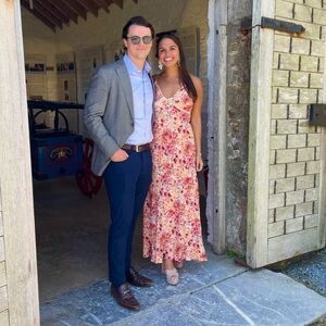 Favorite Daughter Pink and White Spaghetti Strap Maxi Gown